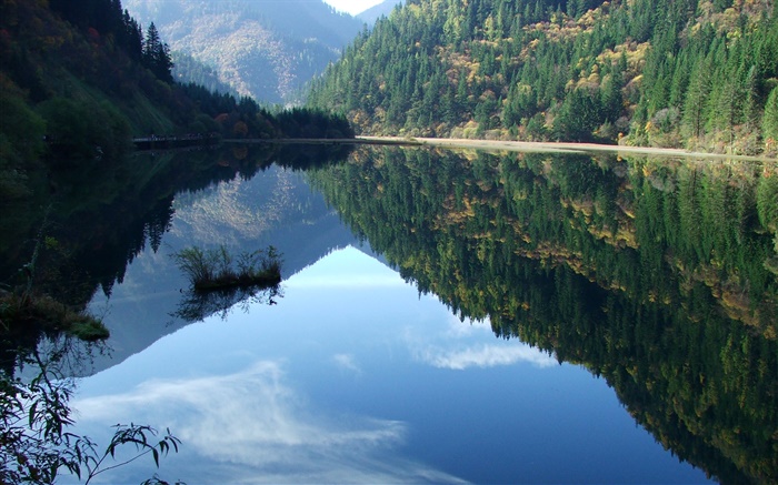 Lago, montañas, árboles, reflexión del agua Fondos de pantalla, imagen