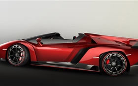 Lamborghini Veneno Roadster supercar rojo vista lateral HD fondos de pantalla