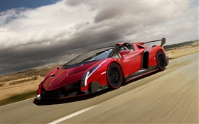 Lamborghini Veneno Roadster velocidad supercar rojo HD fondos de pantalla