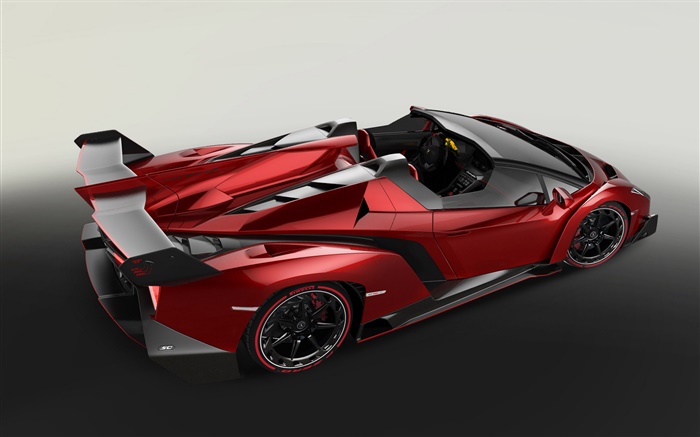 Lamborghini Veneno Roadster supercar rojo vista lateral superior Fondos de pantalla, imagen
