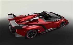 Lamborghini Veneno Roadster supercar rojo vista lateral superior HD fondos de pantalla