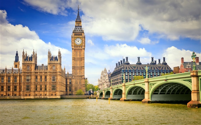Londres, Inglaterra, ciudad, puente, río, el Big Ben Fondos de pantalla, imagen