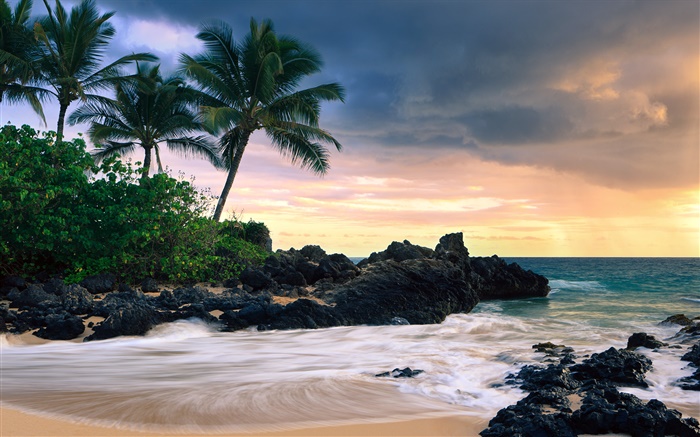 Makena Cove, Isla de Maui, Hawai, playa secreta Fondos de pantalla, imagen