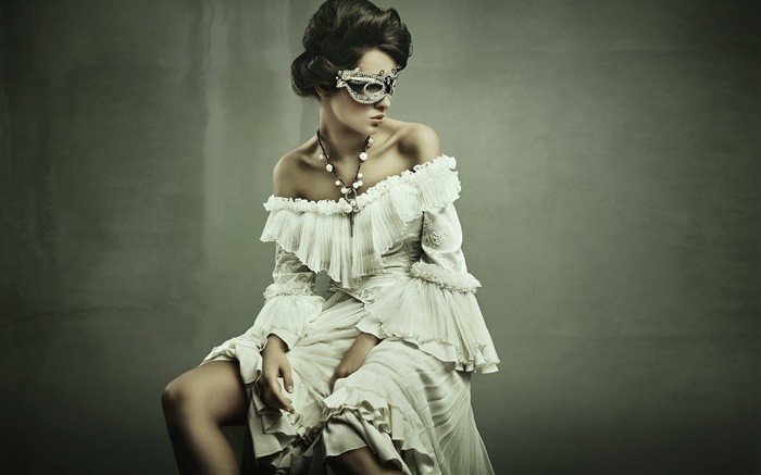 vestido blanco enmascarado chica Fondos de pantalla, imagen