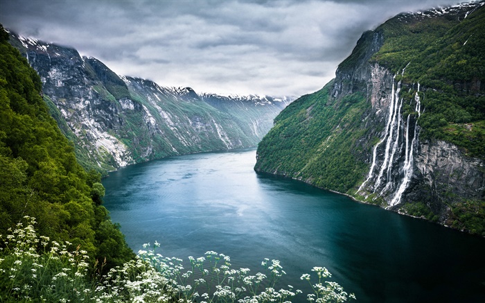 Noruega fiordo de Geiranger, hermoso paisaje Fondos de pantalla, imagen