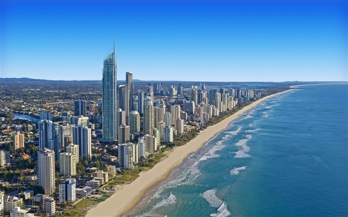 Queensland, Australia, paisaje urbano, costa, edificios Fondos de pantalla, imagen