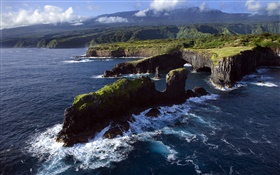 Costa rocosa, Océano Pacífico, Maui, Hawaii