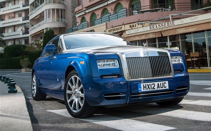 Rolls-Royce Motor Cars, coche azul vista frontal Fondos de pantalla, imagen