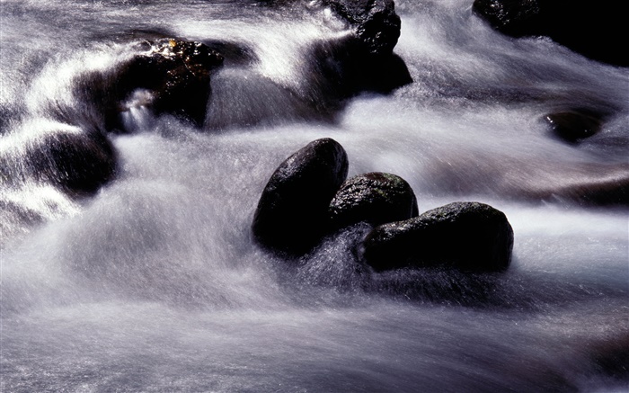 Corriente, río, piedra negro Fondos de pantalla, imagen