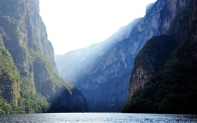 Cañón del Sumidero, México, ríos, montañas, acantilados, los rayos del sol HD fondos de pantalla