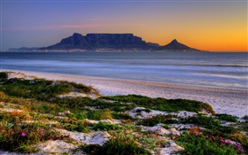 Table Bay, Ciudad del Cabo, Sudáfrica, playa, mar, atardecer HD fondos de pantalla
