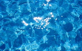 Agua, bokeh, azul, la luz del sol