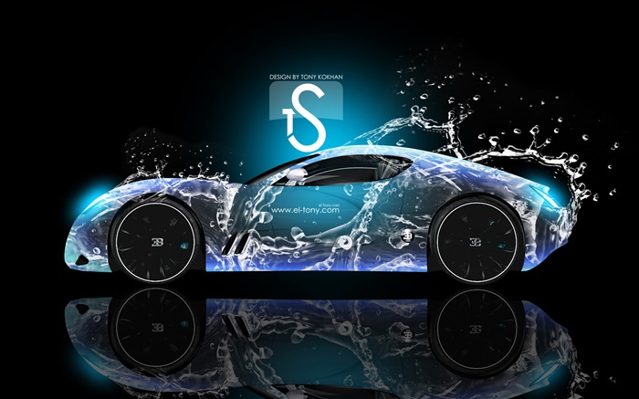 Coche del chapoteo del agua, Bugatti, diseño creativo Fondos de pantalla, imagen