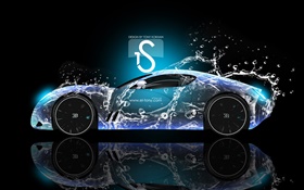 Coche del chapoteo del agua, Bugatti, diseño creativo HD fondos de pantalla