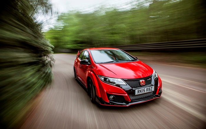 2015 Honda Civic Type R UK-spec velocidad coche rojo Fondos de pantalla, imagen