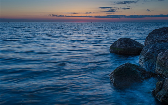 Mar Báltico, Suecia, piedras, atardecer Fondos de pantalla, imagen