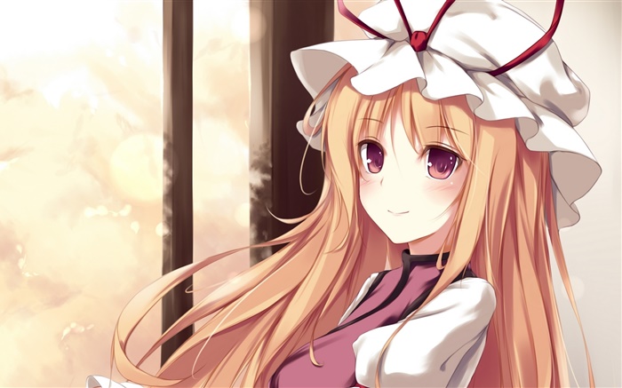 Cute anime girl, cabello largo, gorra Fondos de pantalla, imagen