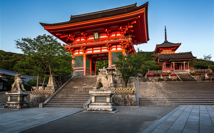 Deva puerta, Templo de Kiyomizu-dera, Kyoto, Japón Fondos de pantalla, imagen
