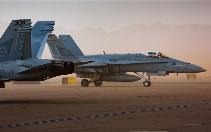 FA-18 Hornet, aviones, aeropuerto, aire caliente Fondos de pantalla, imagen