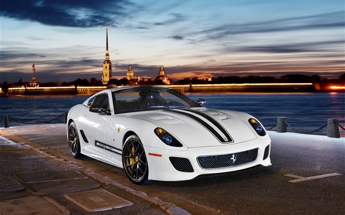 Ferrari 599 GTO coche de deportes blanco Fondos de pantalla, imagen
