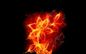 Flor con fuego, diseño creativo HD fondos de pantalla