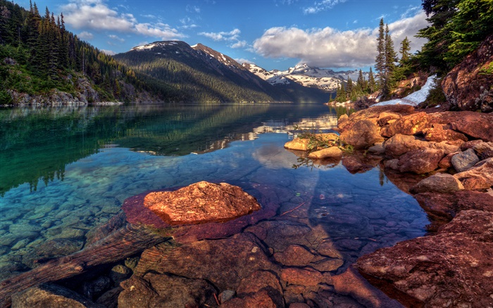 Garibaldi, Canadá, montañas, rocas, bosques, árboles, lago Fondos de pantalla, imagen