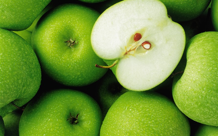 Manzanas verdes, frutas close-up Fondos de pantalla, imagen