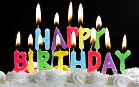 Feliz cumpleaños, torta, velas