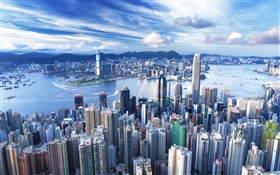 Hong Kong, ciudad, rascacielos, metrópolis
