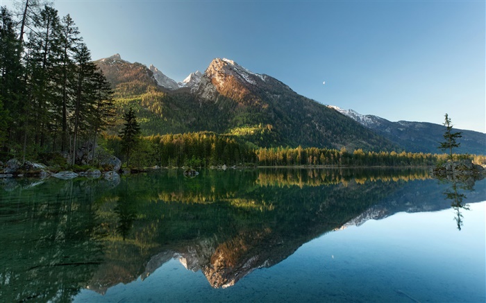 Lago, árboles, montañas, la reflexión del agua Fondos de pantalla, imagen