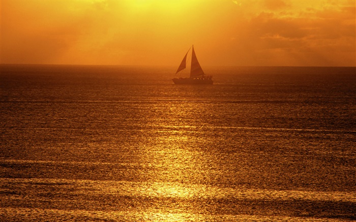 Mañana, niebla, mar, barco, los rayos del sol Fondos de pantalla, imagen