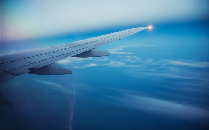 Avión de pasajeros, cielo, nubes, ala de avión Fondos de pantalla, imagen