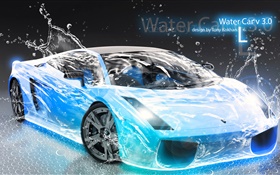 Coche del chapoteo del agua, Lamborghini, diseño creativo HD fondos de pantalla