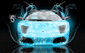 Coche del chapoteo del agua, Lamborghini, vista frontal, el diseño creativo HD fondos de pantalla