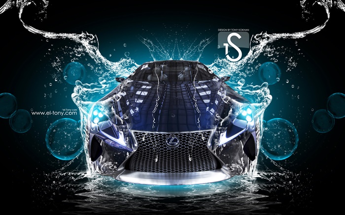 Coche del chapoteo del agua, Lexus, vista frontal, el diseño creativo Fondos de pantalla, imagen