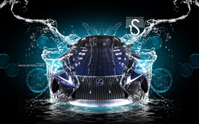 Coche del chapoteo del agua, Lexus, vista frontal, el diseño creativo HD fondos de pantalla