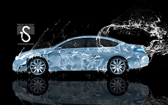 Coche del chapoteo del agua, Nissan, la vista lateral, el diseño creativo Fondos de pantalla, imagen