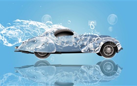 Coche del chapoteo del agua, diseño creativo, coche retro HD fondos de pantalla