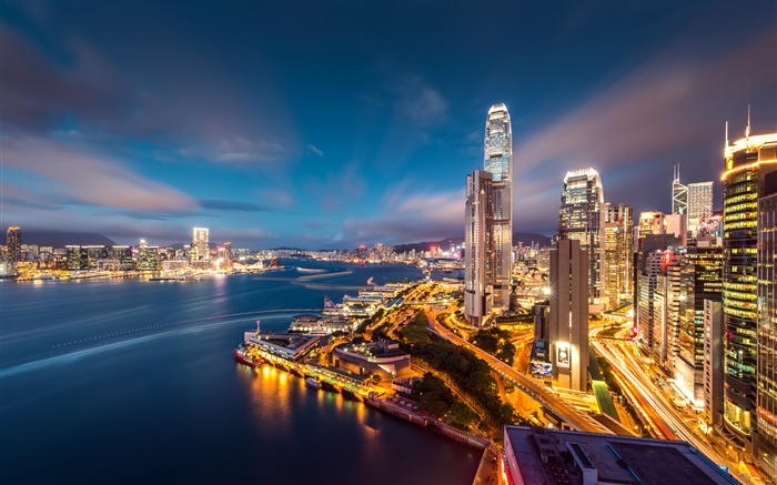 Hermosa ciudad de la noche, Hong Kong Fondos de pantalla, imagen