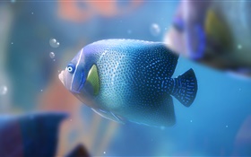 Peces de acuario azul close-up