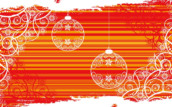Bolas de Navidad, las líneas blancas, fondo rojo, diseño creativo Fondos de pantalla, imagen