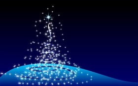 Diseño de la Navidad, árbol abstracto, estrellas, fondo azul HD fondos de pantalla