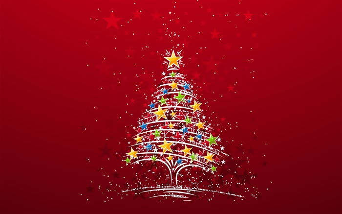 Tema de Navidad, estrellas árbol colorido, imágenes creativas Fondos de pantalla, imagen