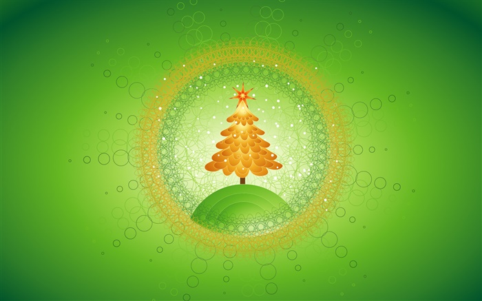 Árbol de navidad, círculos, imágenes creativas, fondo verde Fondos de pantalla, imagen