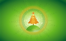 Árbol de navidad, círculos, imágenes creativas, fondo verde