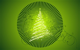 Árbol de Navidad, diseño de luces, creativo, fondo verde HD fondos de pantalla