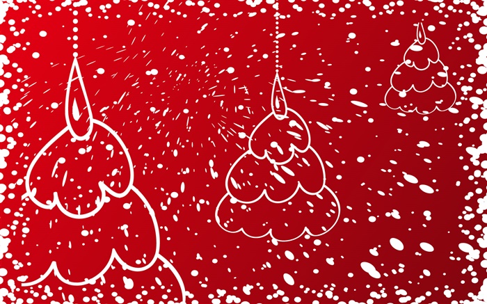 Árboles de Navidad, fondo rojo Fondos de pantalla, imagen