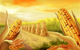 Campos de maíz, pinturas de arte