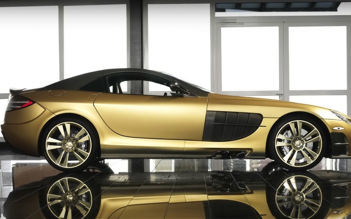 McLaren SLR Renovatio superdeportivo de oro vista lateral Fondos de pantalla, imagen