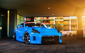 Nissan 370z coche azul HD fondos de pantalla